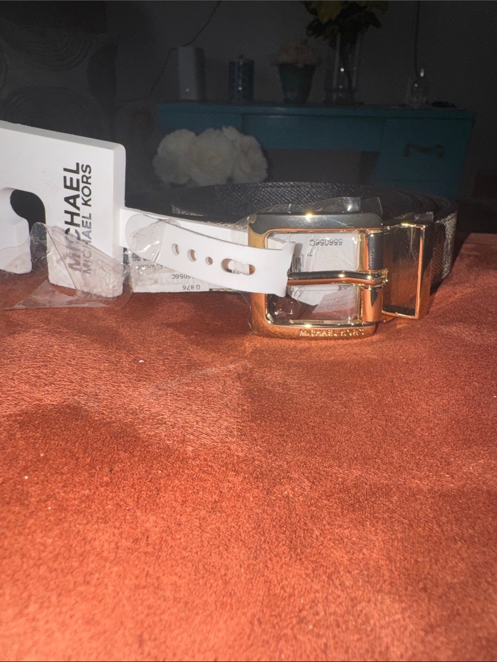 Michael Kors cream  and Black Belt with Gold Buckle